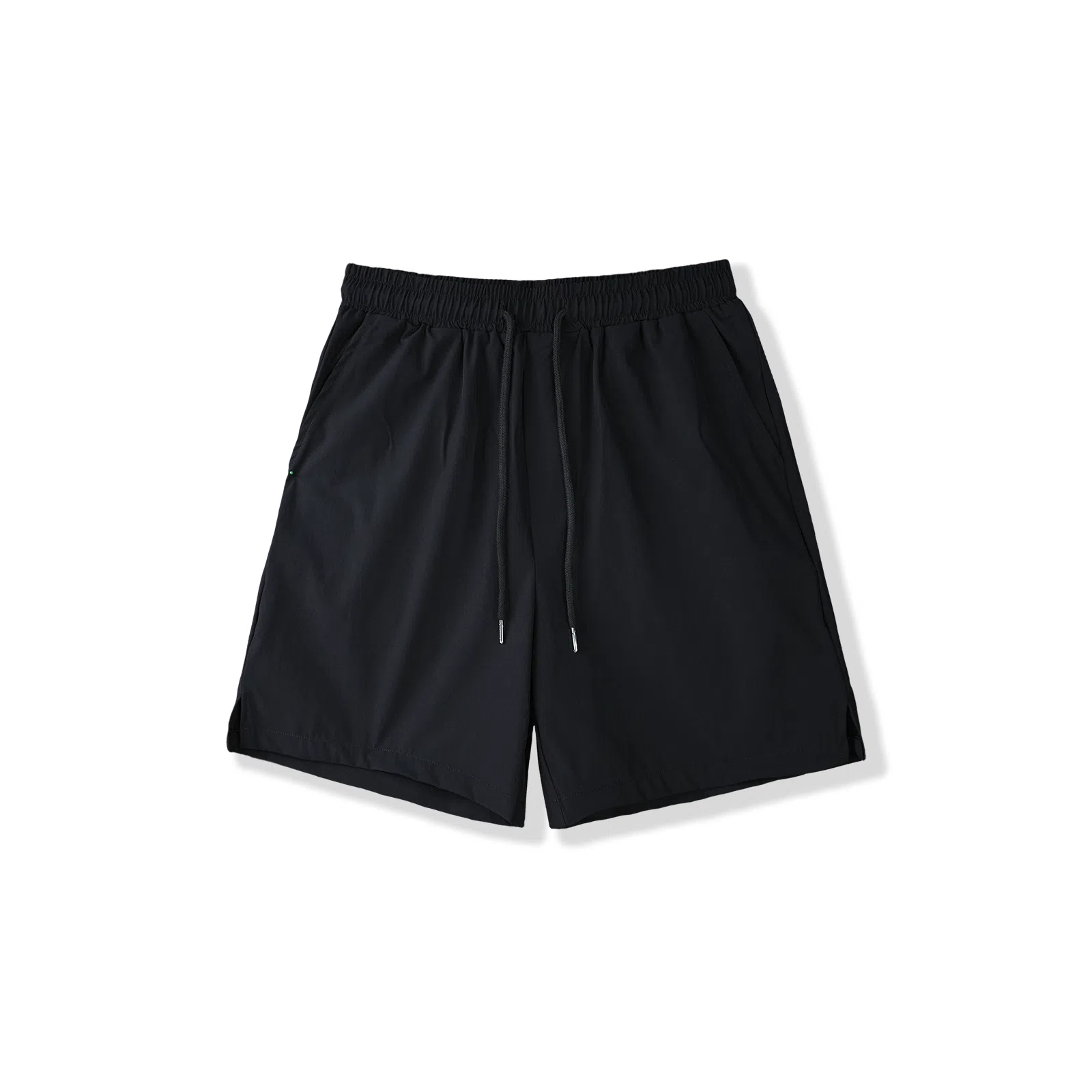 我是大卫 纯色中腰系带潮牌高街薄款透气宽松运动五分休闲短裤 男女同款 黑色