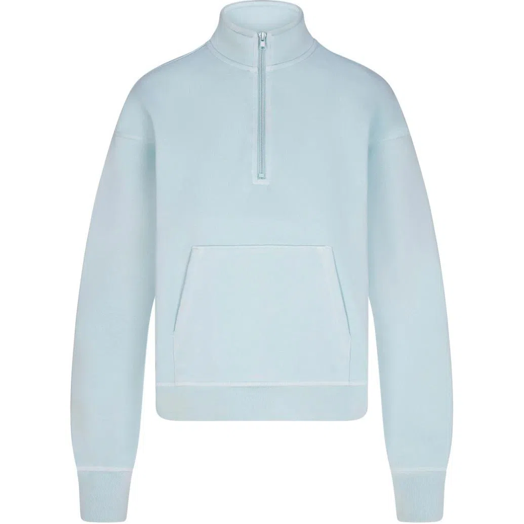 SKIMS SS24 FRENCH TERRY SHRUNKEN HALF ZIP OPAL