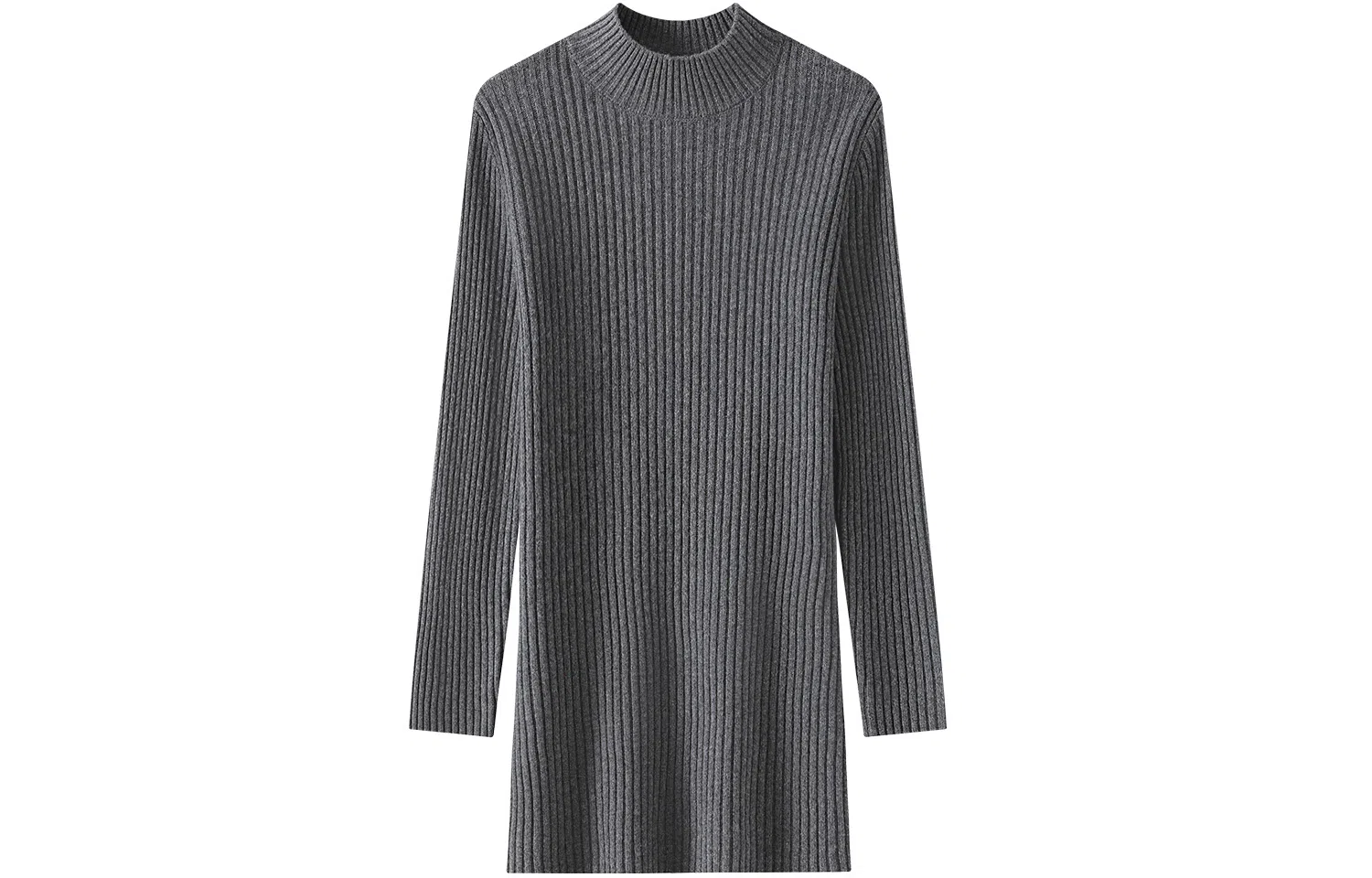 恒源祥 纯色中长款坑条毛衣 女款