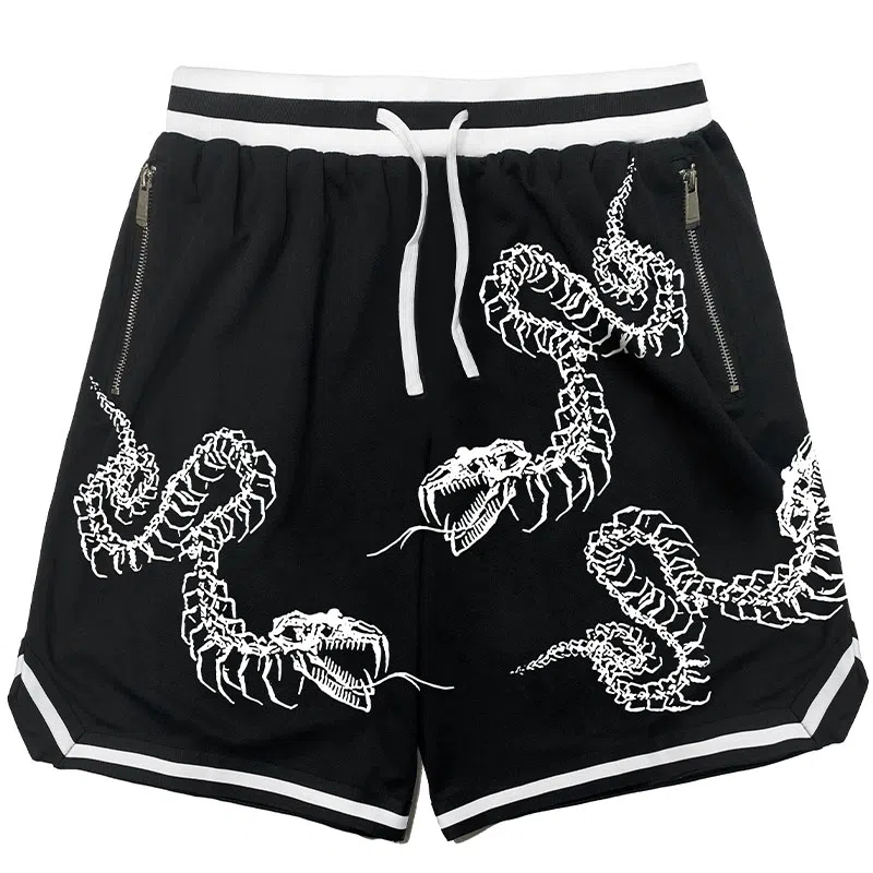 MIRACLE KILL SS25 Snake Skull Print Shorts Black