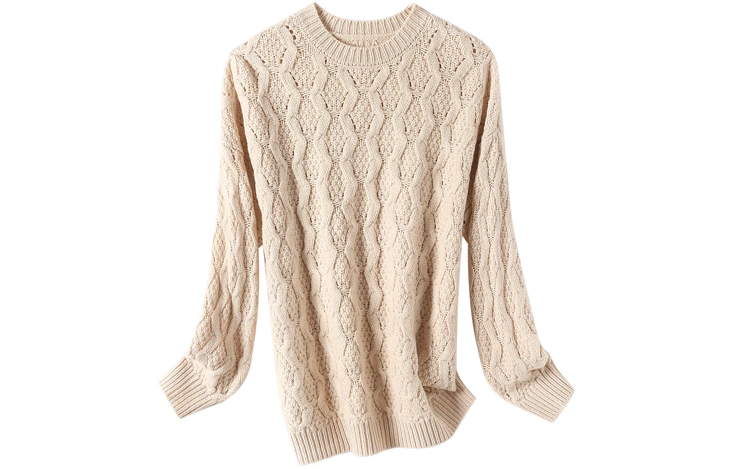 恒源祥 复古慵懒风羊毛衫钩花毛衣 女款