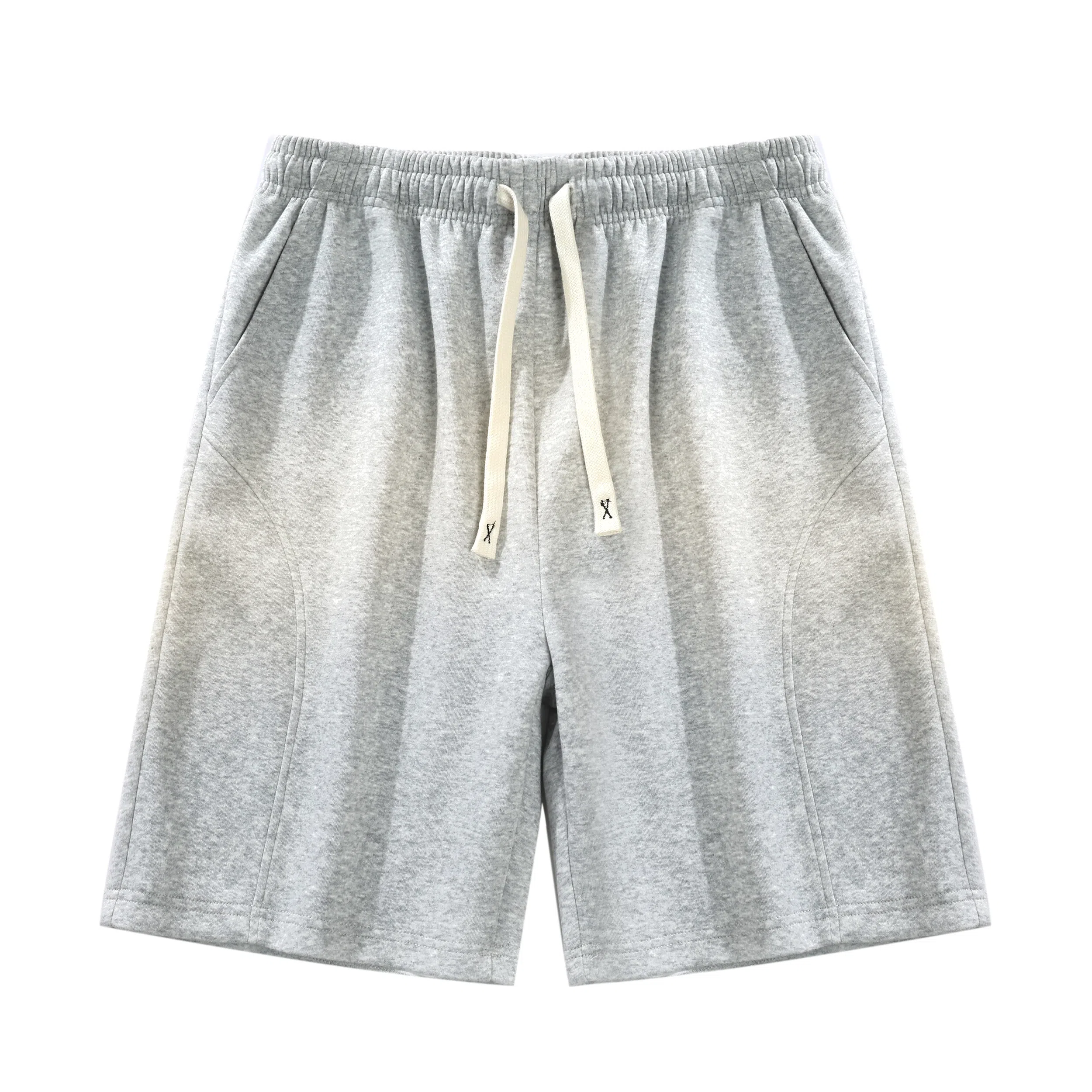 物质公式 美式复古简约学生党纯色基础款日系宽松百搭透气中腰潮牌篮球跑步运动薄款速干沙滩裤系带抽绳直筒五分裤休闲短裤 男女同款