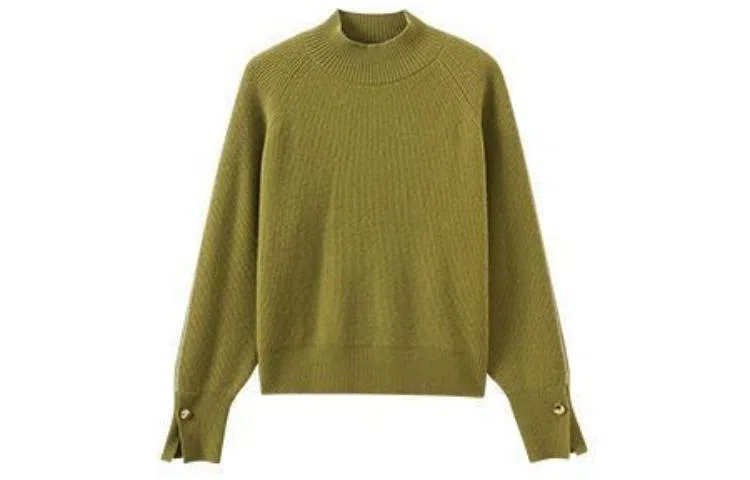 茵曼 纯色半高领长袖毛衣 女款