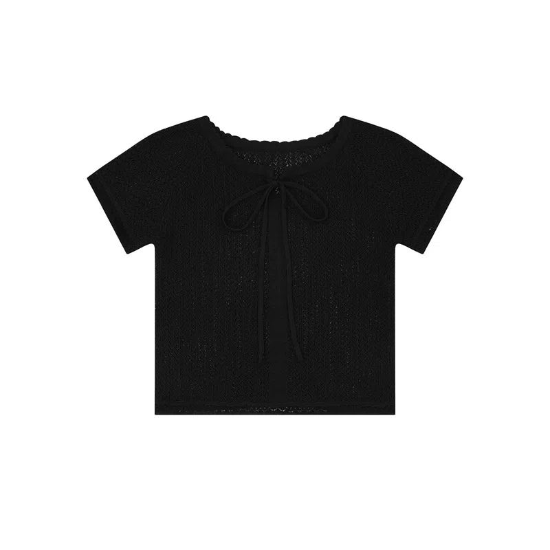 花蔓色 纯色短款修身短袖针织衫 女款