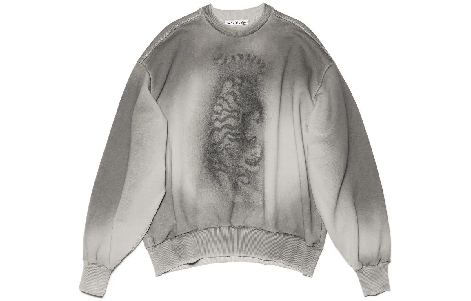 Acne Studios SS22 Tiger Print Crewneck Sweatshirt Gray