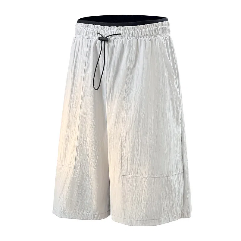 兰缪 美式复古高街风纯色基础款户外日常通勤亲肤柔软舒适透气运动直筒宽松五分裤休闲短裤 男女同款