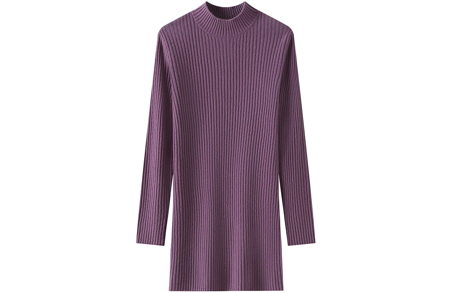 恒源祥 纯色中长款坑条毛衣 女款