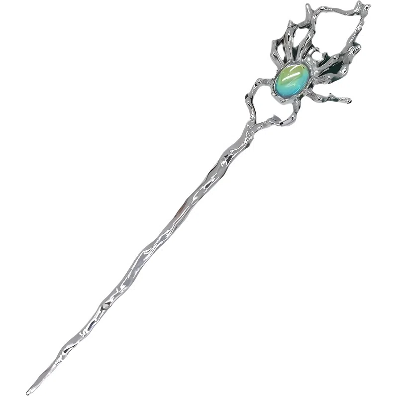 【惊鸿一刻】 指尖瑰宝 简约百搭蜘蛛发钗暗黑系冷淡风独特气质镂空线条精致轻奢时尚通勤金属感饰品 镀银/树脂 发簪 男女同款情侣款