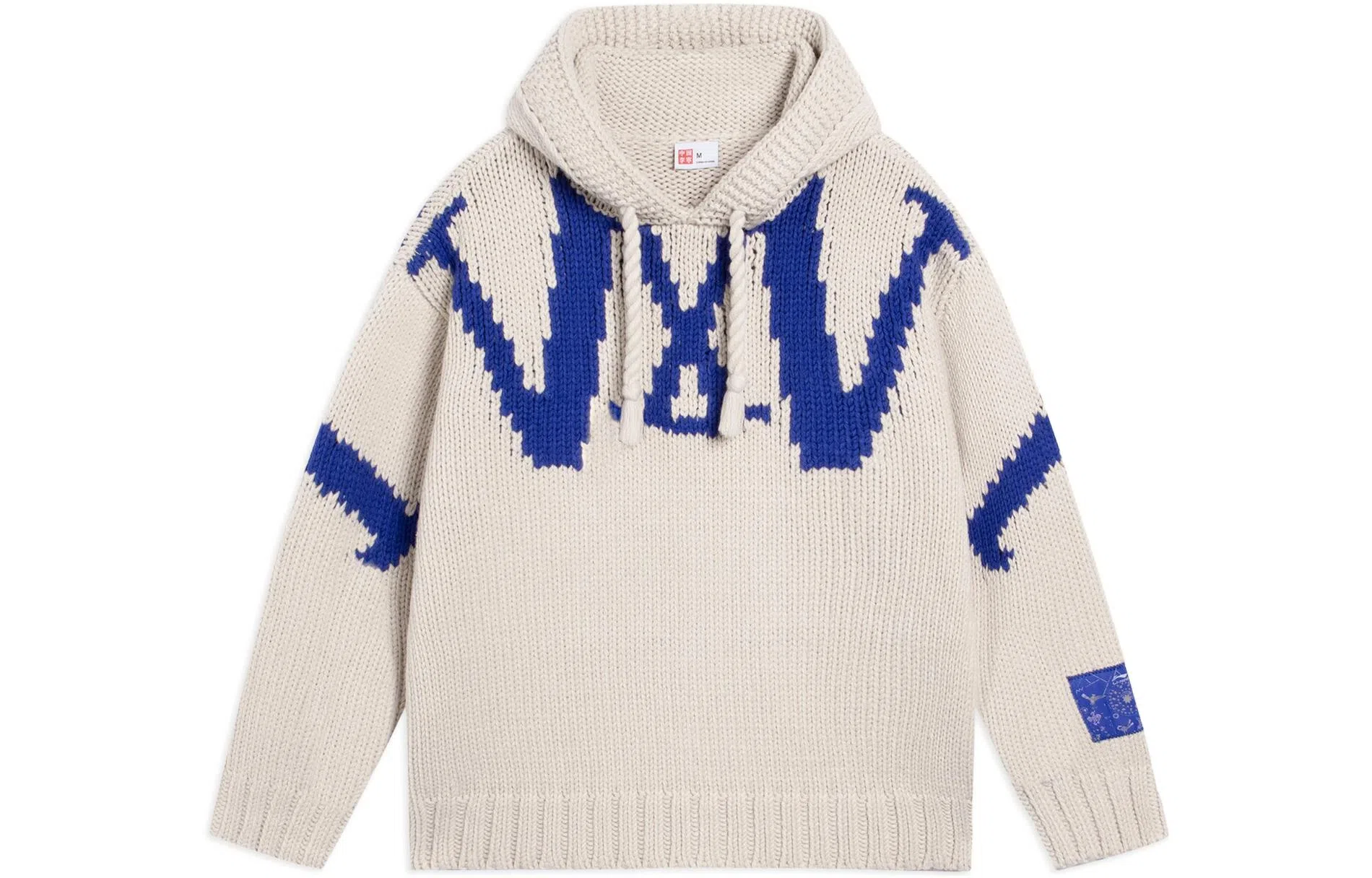 中国李宁 纯色字母编织连帽宽松套头长袖针织衫 女款 燕麦灰