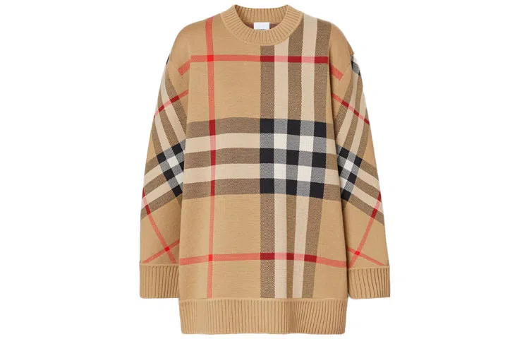 Burberry Check Jacquard Wool Knit Sweater