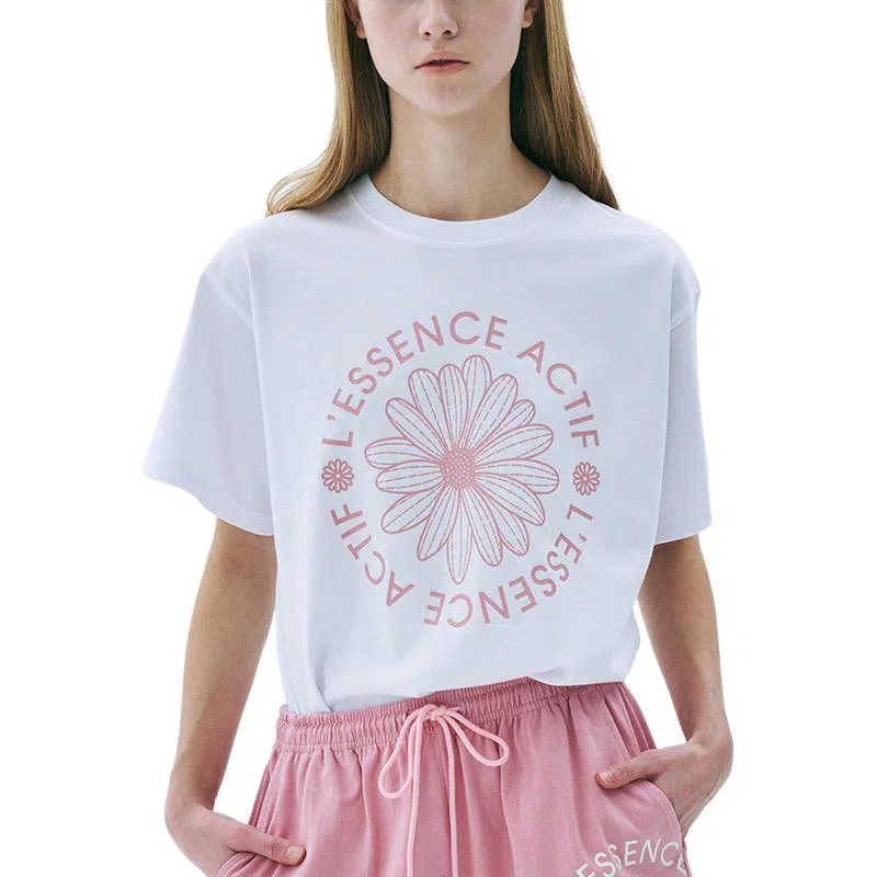 MARDI MERCREDI T-SHIRT ACTIF EMBLEM_WHITE PINK SS25T