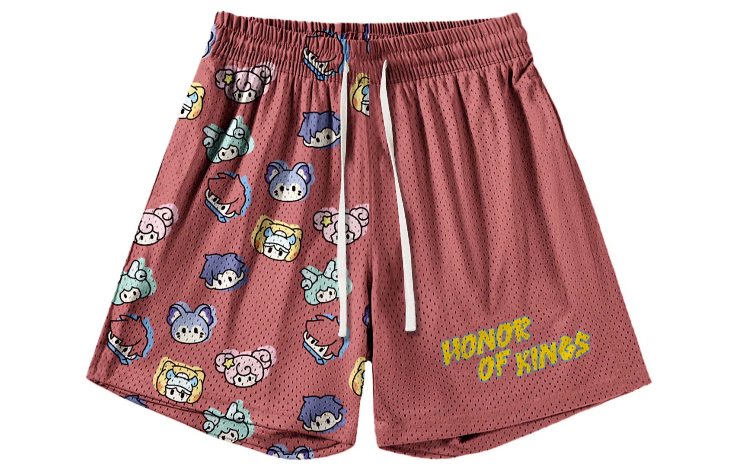 王者荣耀 英雄系列趣味创意卡通印花拼接撞色运动篮球家居服系带宽松直筒松弛感慵懒风五分休闲短裤 男女同款