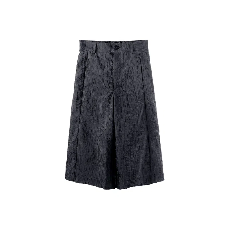 幻象者 宽松纯色直筒薄款百搭七分休闲短裤 男女同款 黑色