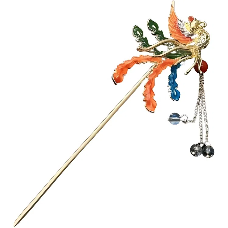 【花想容】 指尖瑰宝 中式高级五彩凤凰古风饰品秀禾头饰发钗国风优雅古典简约精致宫廷风国潮气质文艺发饰 合金/烧蓝 发簪 女款