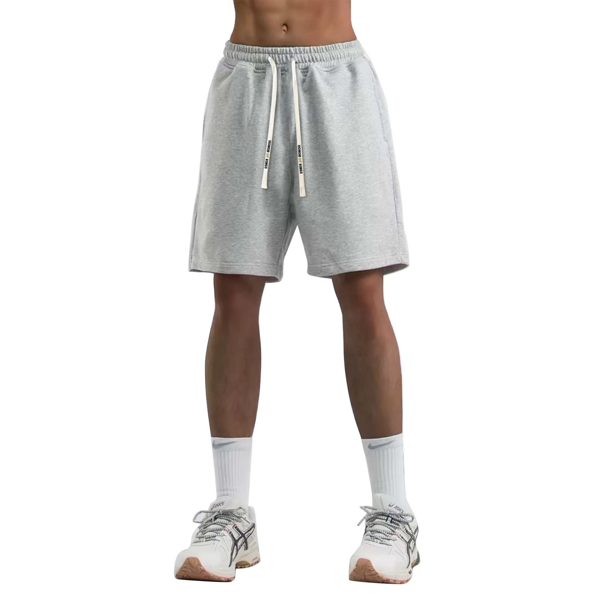 王者荣耀 美式五分裤纯色学院风运动宽松系带字母休闲短裤 男女同款