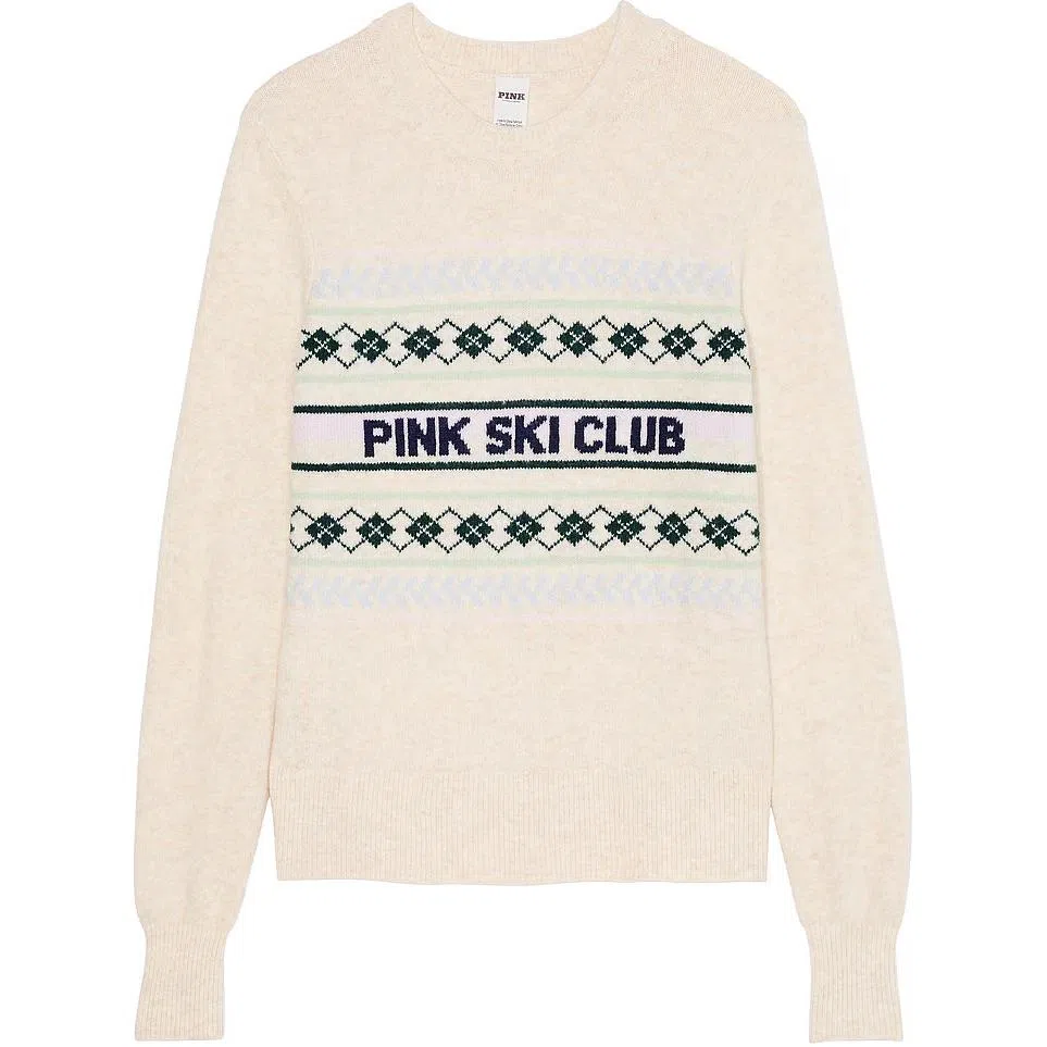 Victoria's Secret PINK Crewneck SweaterNatural Heather Ski Club