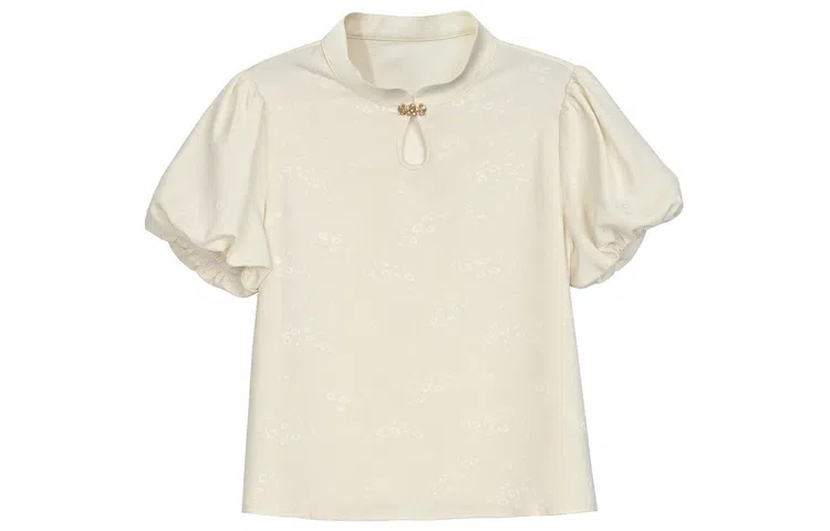 森女部落 原创新中式提花泡泡袖上衣衬衫 女款