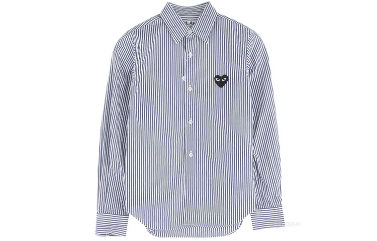 CDG Play Striped Black Heart Long Sleeve Shirt