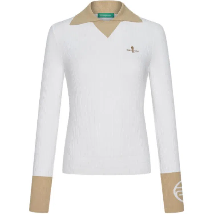 比音勒芬 长袖翻领拼色针织衫 女款