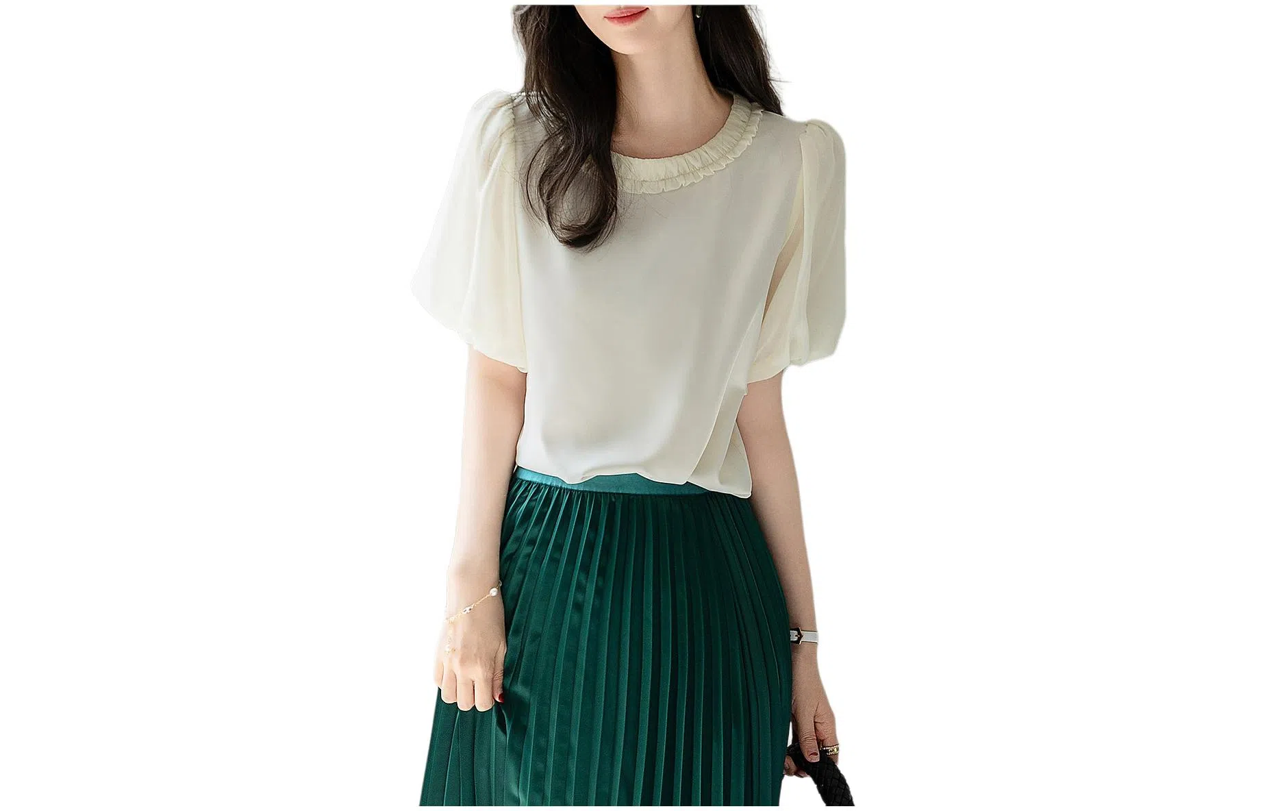 【dme】 纯色圆领短袖衬衫 女款 米白