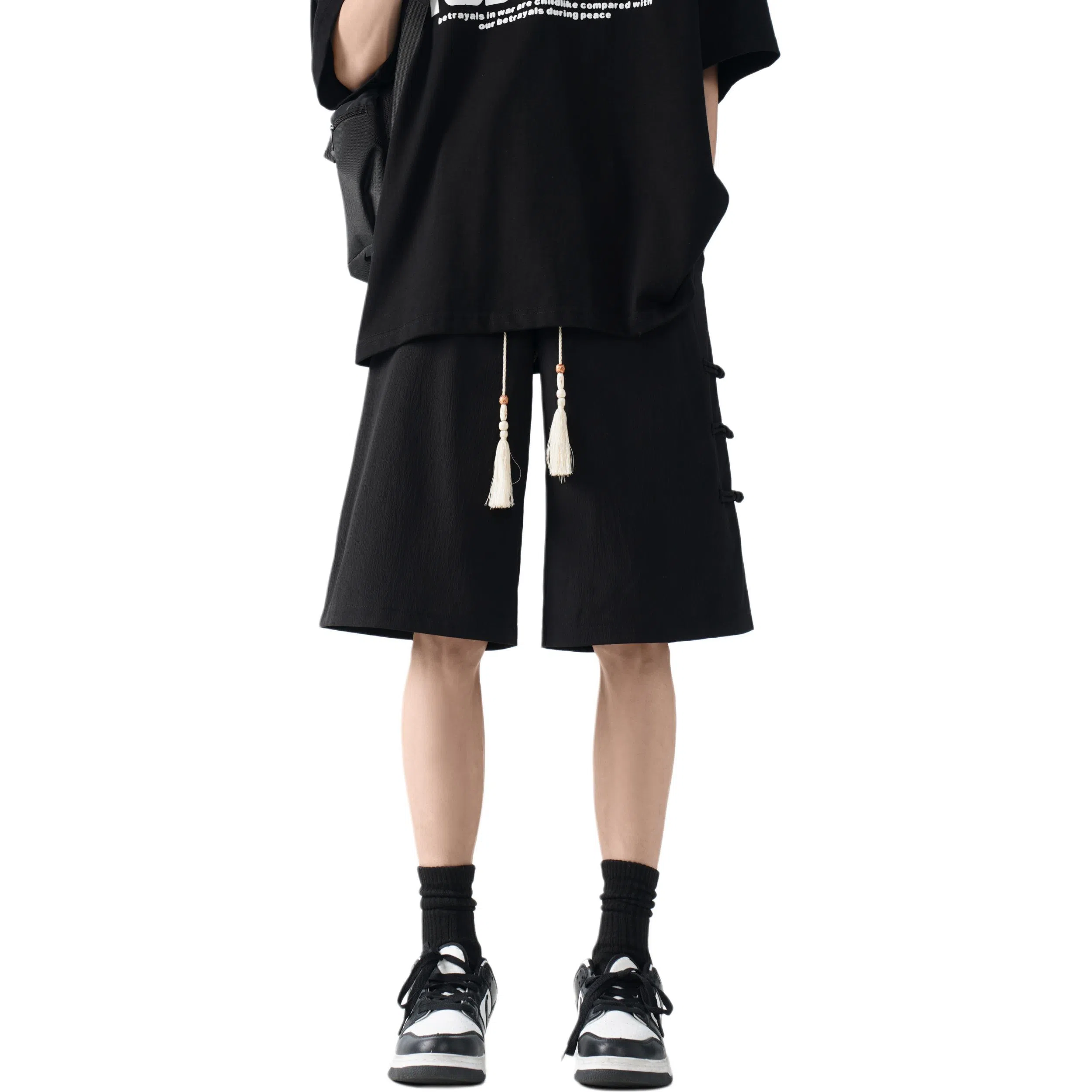 颂希尔 纯色国风设计薄款五分裤宽松直筒百搭休闲短裤 男女同款