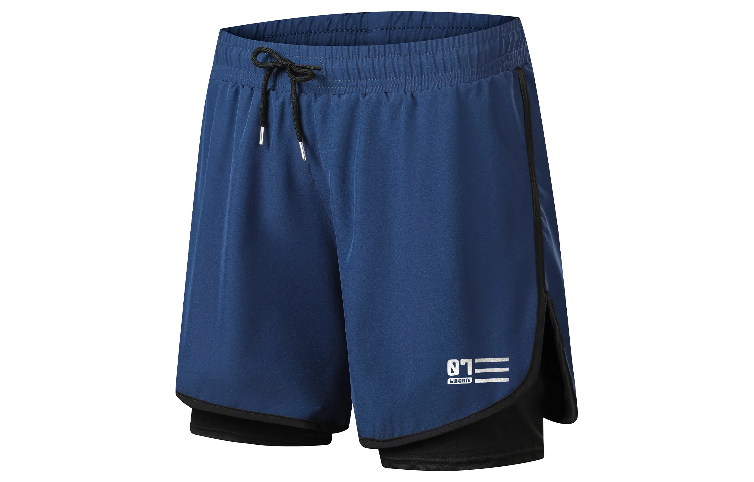 王者荣耀 鲁班七号款 美式基础款反光印花简约篮球跑步训练透气假两件紧身运动休闲短裤 男女同款