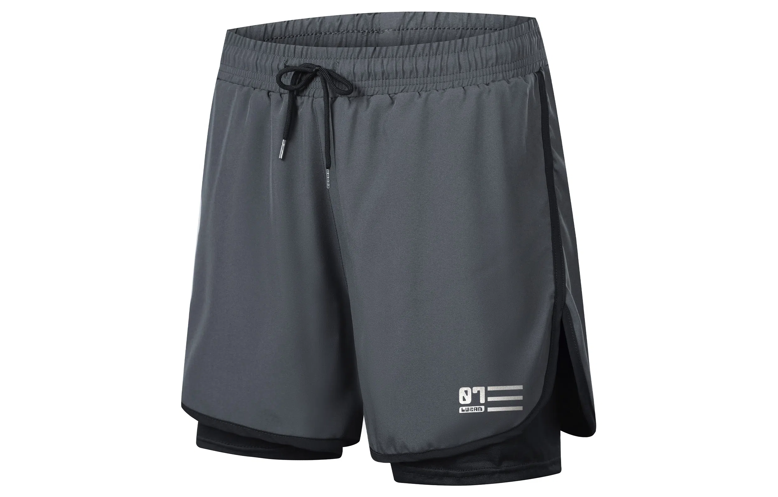 王者荣耀 鲁班七号款 美式基础款反光印花简约篮球跑步训练透气假两件紧身运动休闲短裤 男女同款