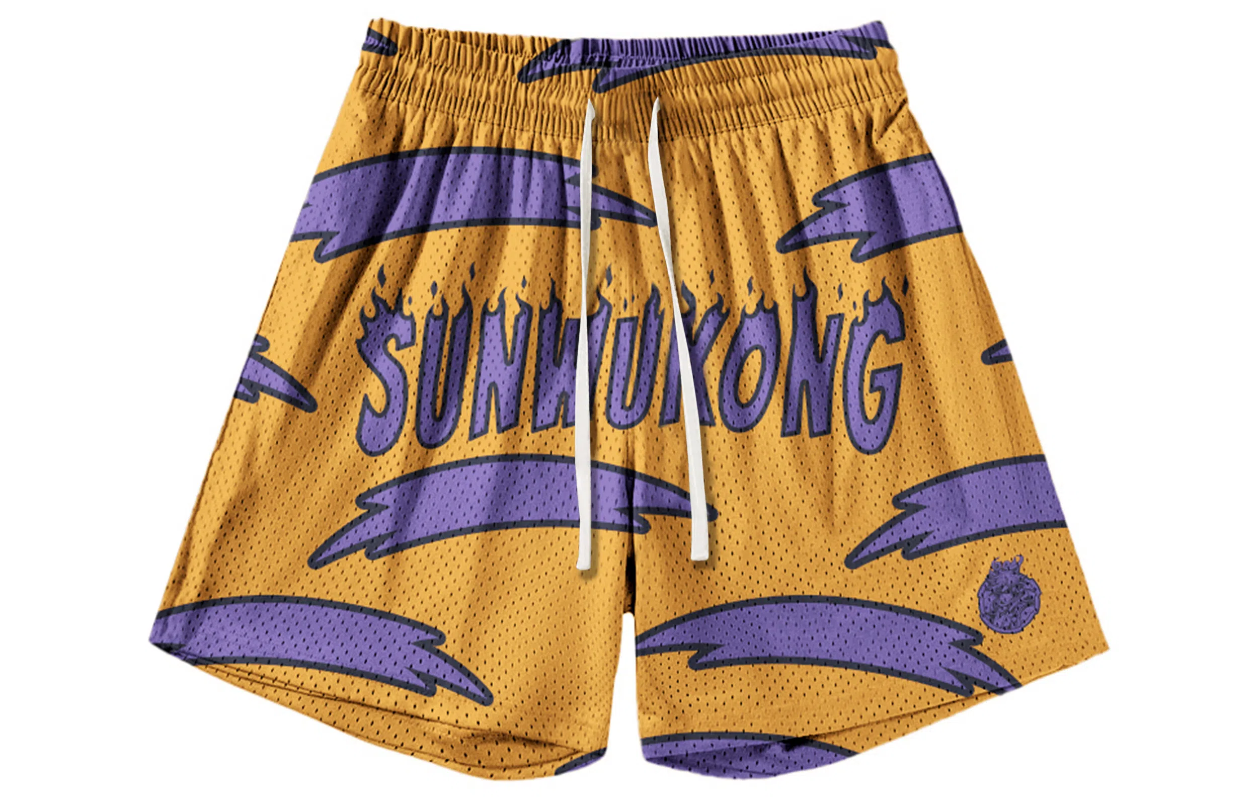 王者荣耀 孙悟空全息碎影款 趣味卡通创意印花拼接撞色运动篮球家居服系带宽松直筒松弛感慵懒风五分休闲短裤 男女同款