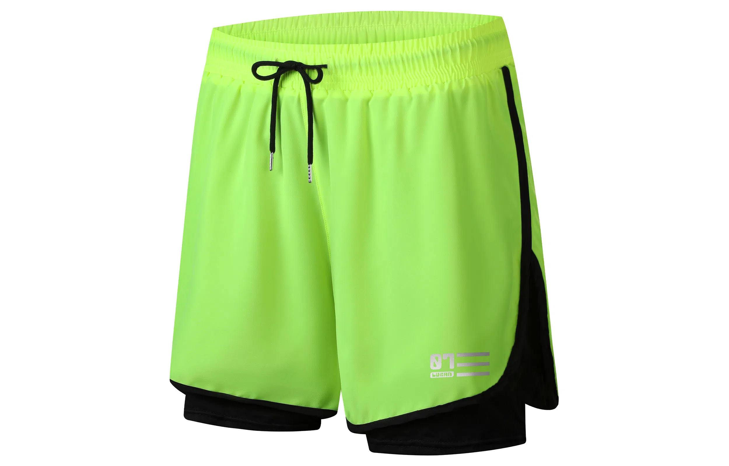 王者荣耀 鲁班七号款 美式基础款反光印花简约篮球跑步训练透气假两件紧身运动休闲短裤 男女同款