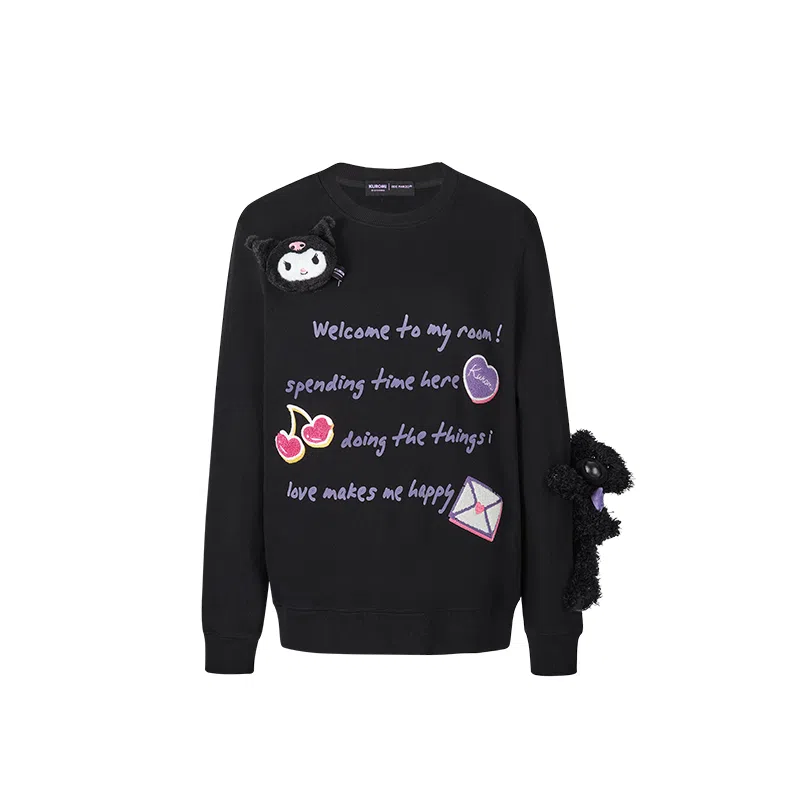 13 DEMARZO x SANRIO Characters Crewneck Sweatshirt Black