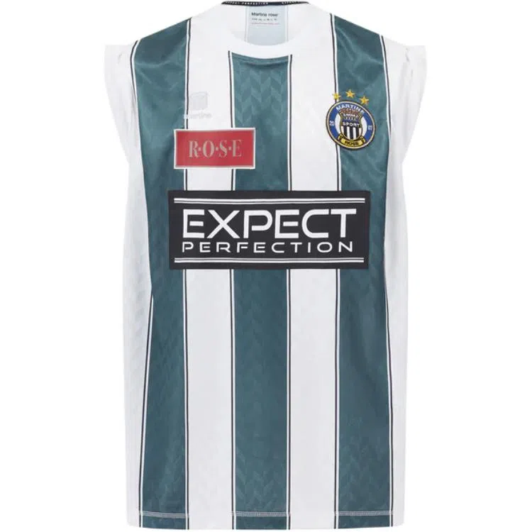 Martine Rose Striped Appliqué Soccer Jersey White