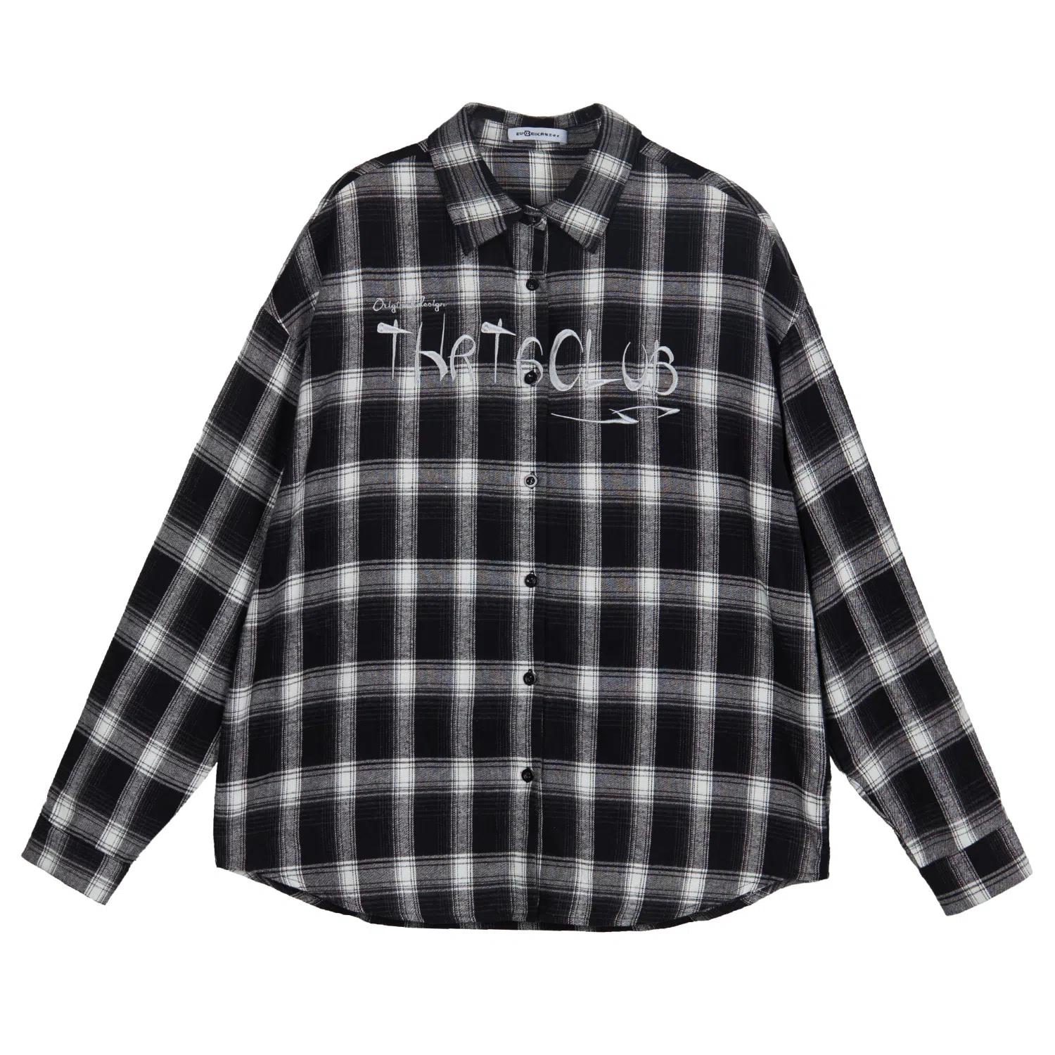 佐贝卡 格子字母刺绣长袖衬衫 女款