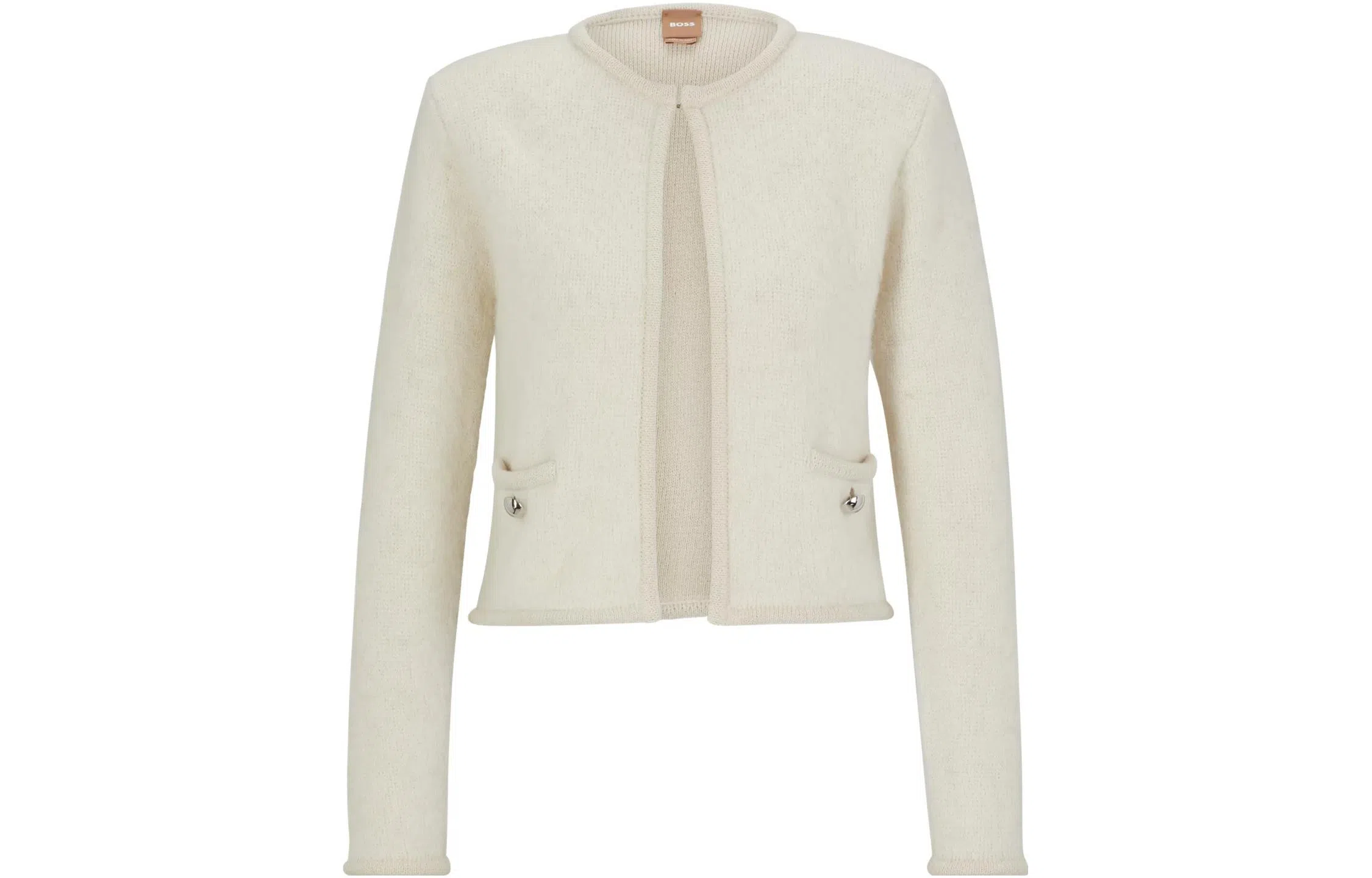 HUGO BOSS Open-Front Cardigan With Buttoned Pockets