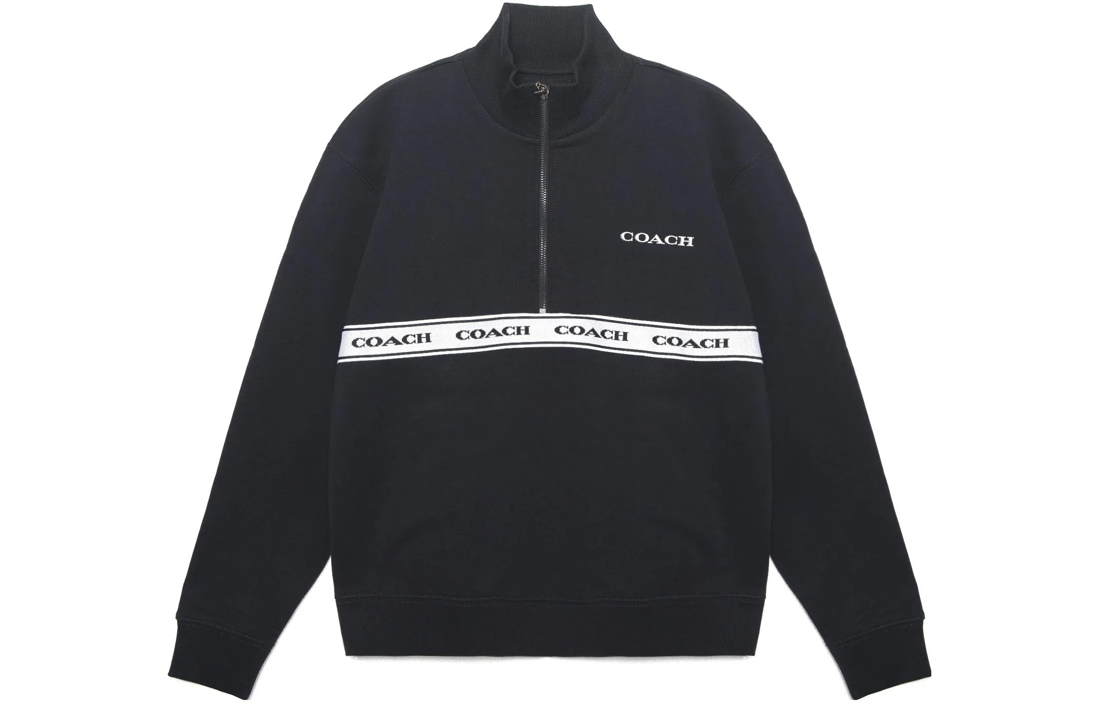COACH FW22 Letter Print Half-Zip Sweatshirt Navy