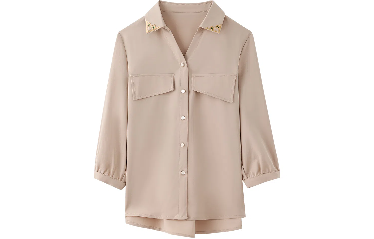 恒源祥 刺绣雪纺七分袖短袖衬衫 女款