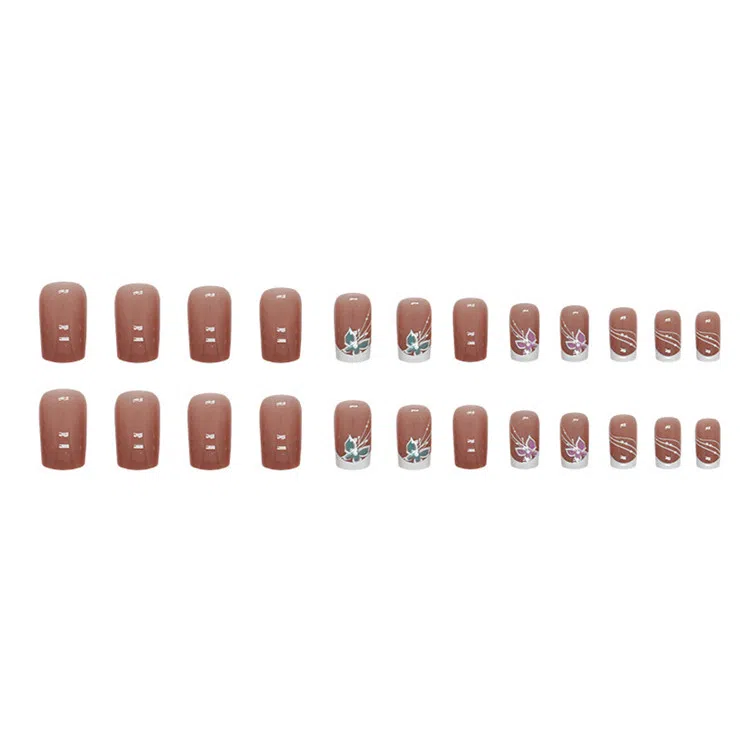 馨枕居 仙气梦幻蝴蝶线条  穿戴甲 方型橘色渐变 法式