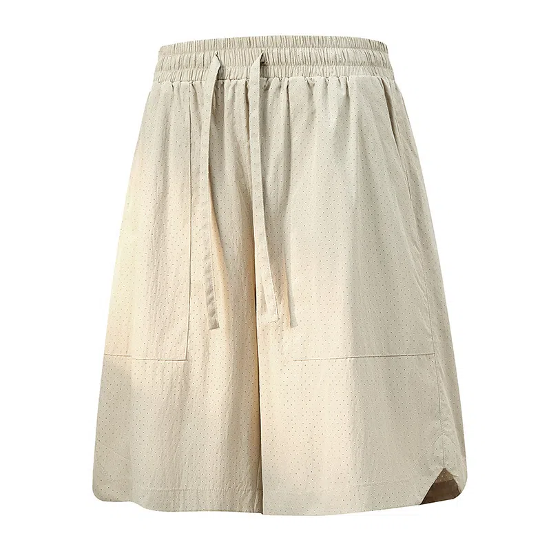 兰缪 美式复古高街风基础款户外日常通勤柔软亲肤舒适纯色系带宽松中腰五分休闲短裤 男女同款