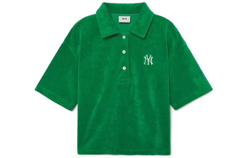 MLB Women Basic Terry Polo T-Shirts New York Yankees LogoPolo