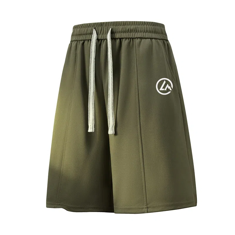 兰缪 日系简约基础款日常通勤舒适透气亲肤柔软美式复古百搭中腰宽松系带纯色适中五分休闲短裤 男女同款