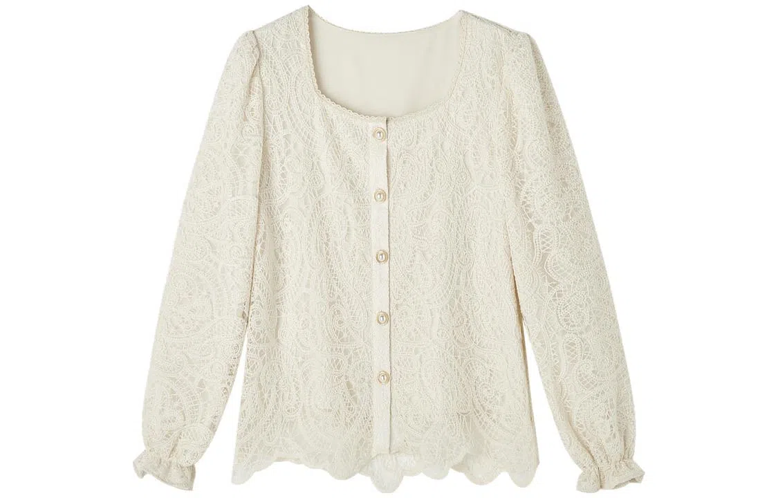 【dme】休闲圆领长袖衬衫 女款 杏色