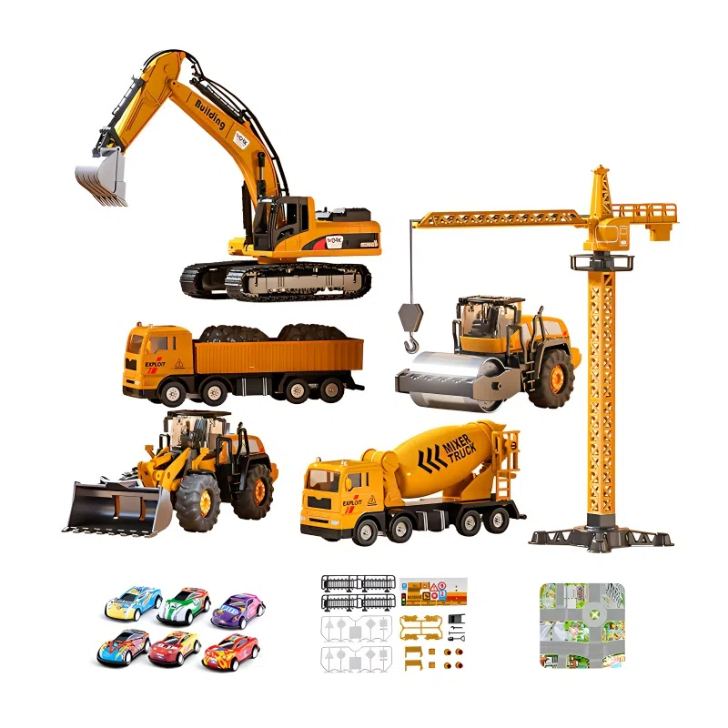 益米 超大合金工程车 挖掘机 大吊机小车 玩具