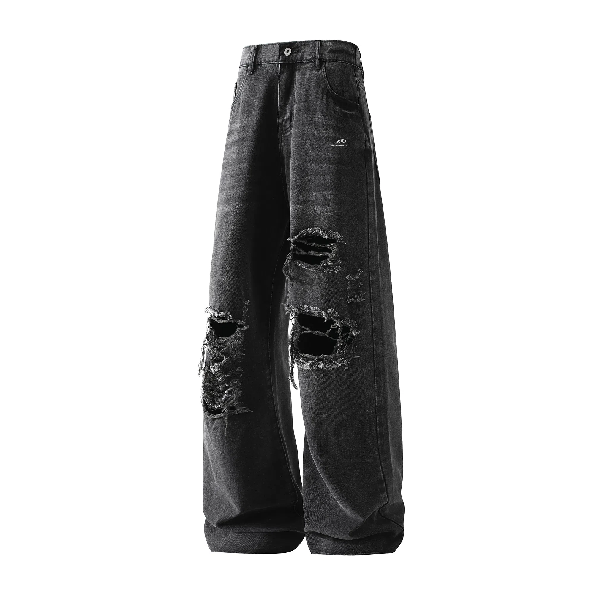 FOREST LIBRARY Distressed Wide-Leg Jeans