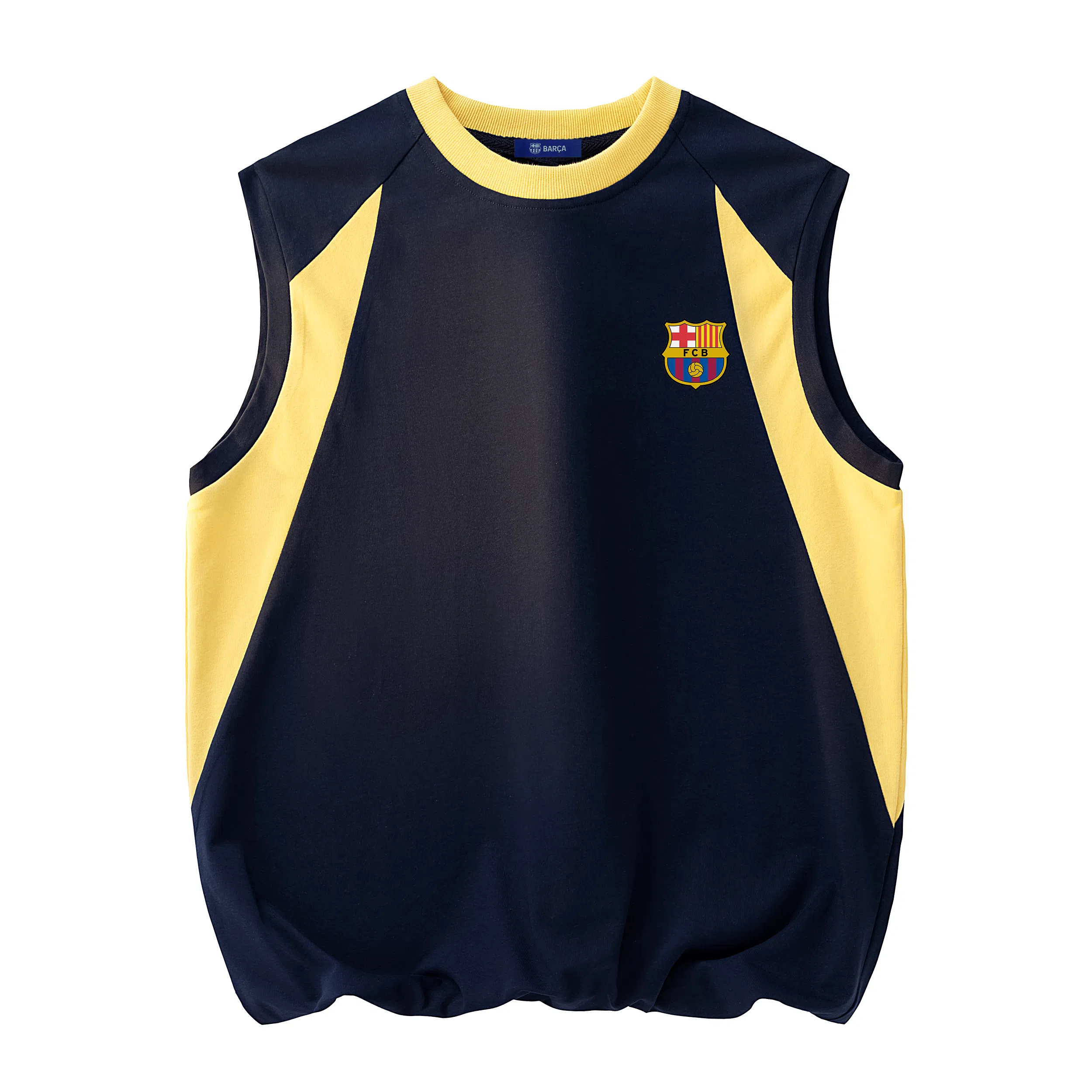 巴塞罗那足球俱乐部 美式复古简约基础款圆领套头透气吸汗运动宽松休闲百搭无袖背心 男女同款