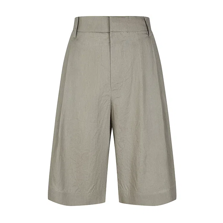 速写 日常通勤百搭纯色中腰五分裤宽松休闲短裤 男款