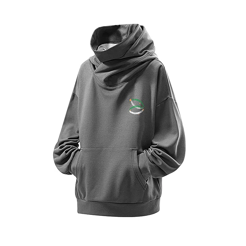 草本初色 设计感宽松慵懒环状撞色字母机能重工连帽卫衣 男女同款