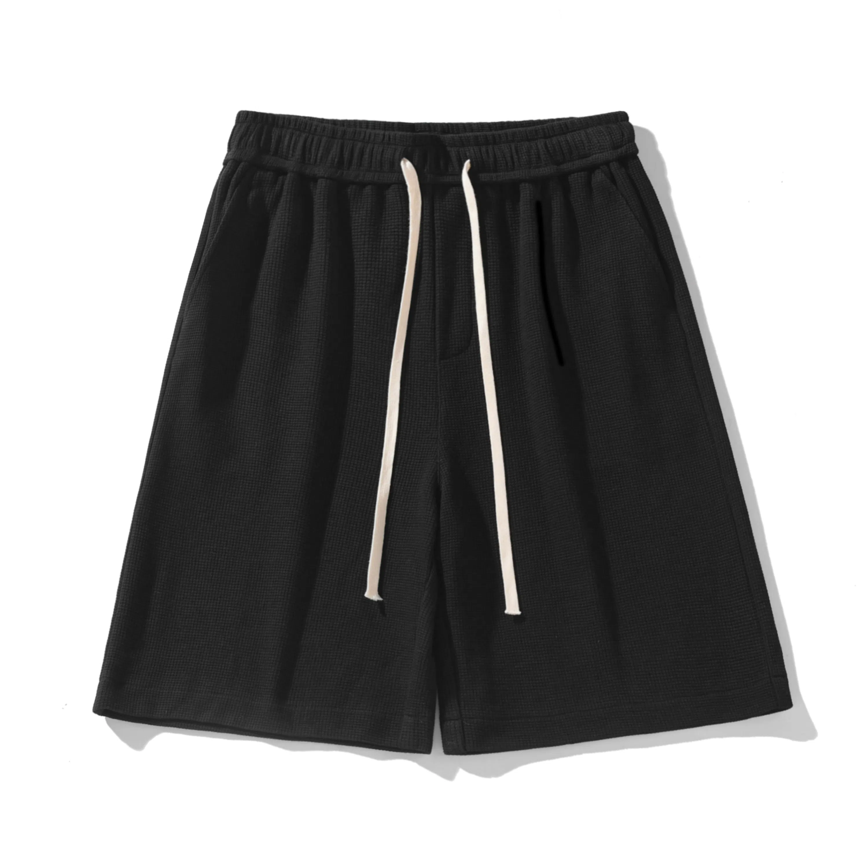 海尔斯 美式高街纯色舒适中腰系带百搭宽松休闲短裤 男款