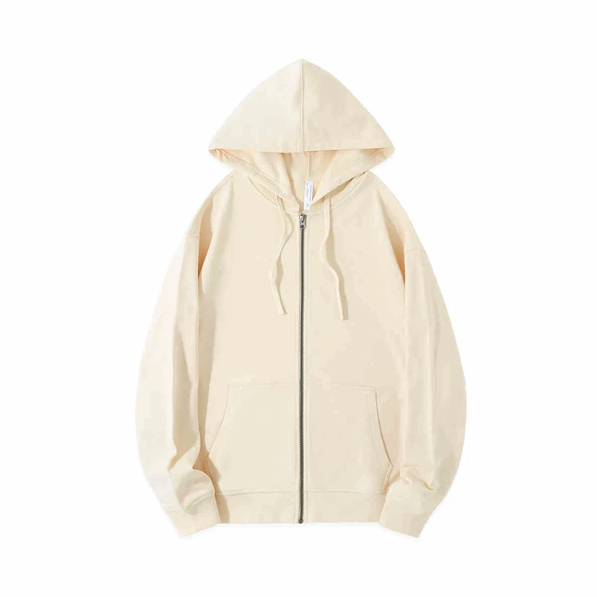 重磅基础 纯色连帽拉链宽松百搭落肩长袖卫衣 女款