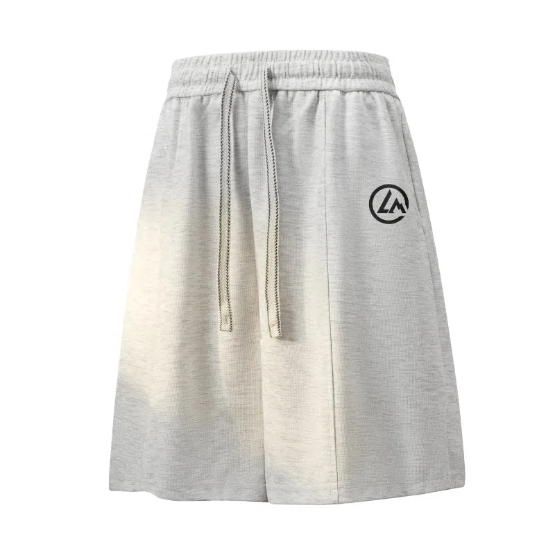 兰缪 日系简约基础款日常通勤舒适透气亲肤柔软美式复古百搭中腰宽松系带纯色适中五分休闲短裤 男女同款