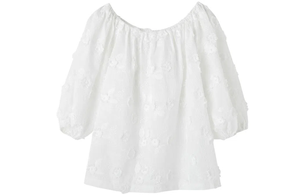 【dme】 纯色休闲短袖绣花衬衫 女款 本白