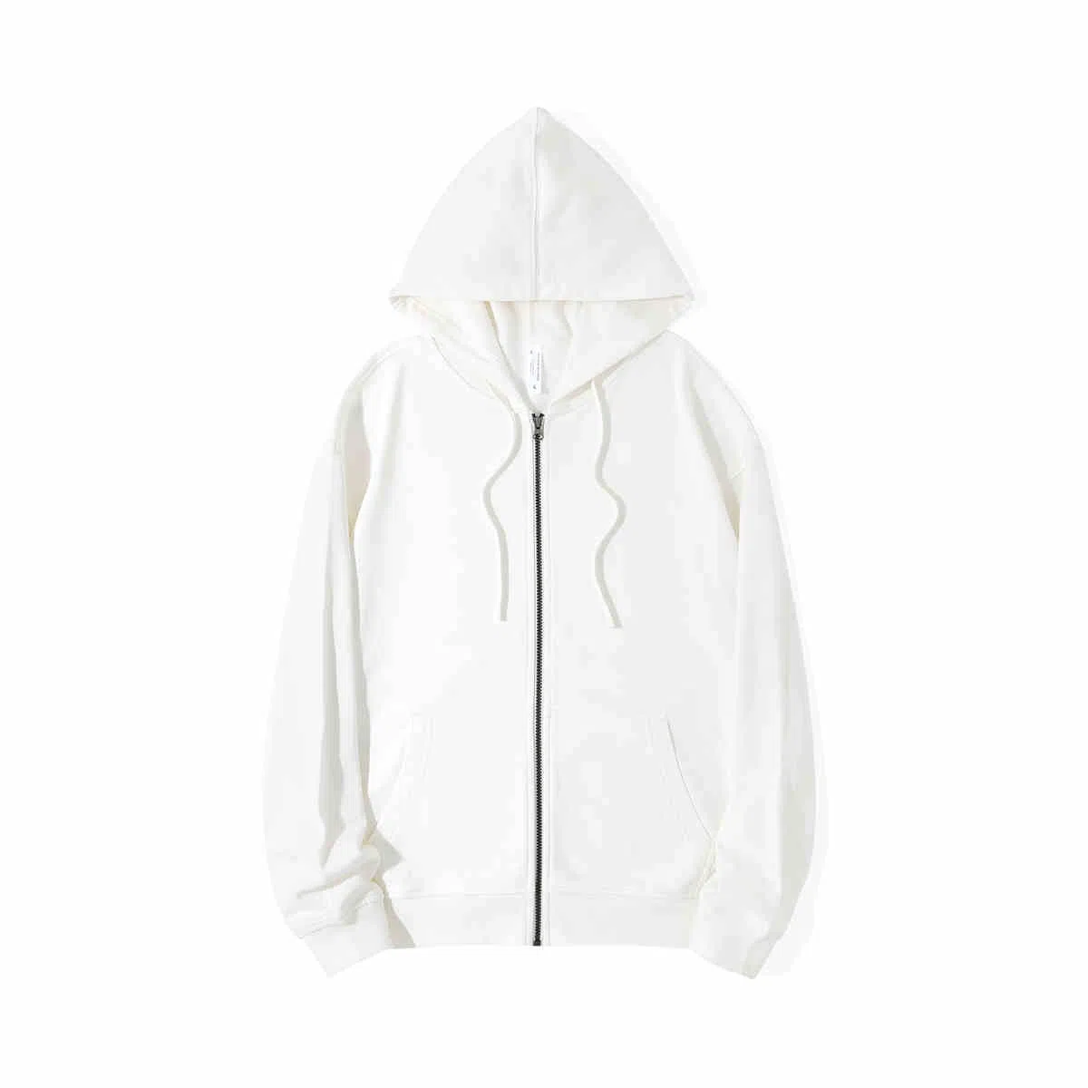 重磅基础 纯色连帽拉链宽松百搭落肩长袖卫衣 女款